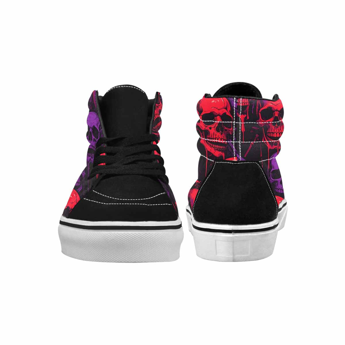 MEN'S Red + Purple Skeletons High Top Canvas Surreal Custom Shoes