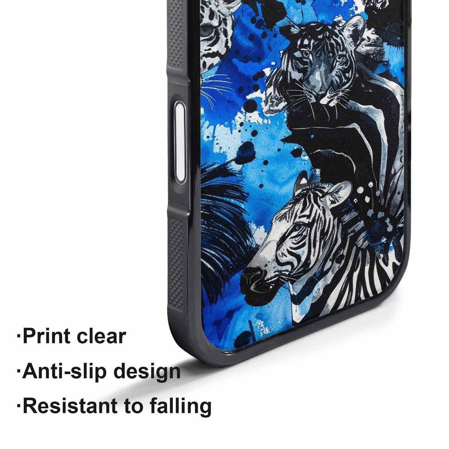 iPhone 17 Pro Case — Animal Print Black Blue Ink Animal, Customized Protective Case