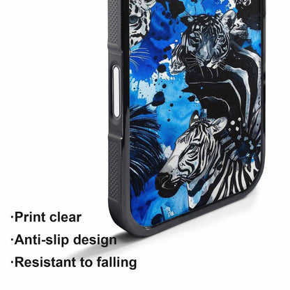 iPhone 17 Pro Case — Animal Print Black Blue Ink Animal, Customized Protective Case