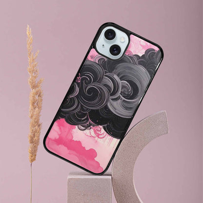 iPhone 15 Plus Case — Van Gogh Swirl Black Pink Ink, Custom Designed Case Cover