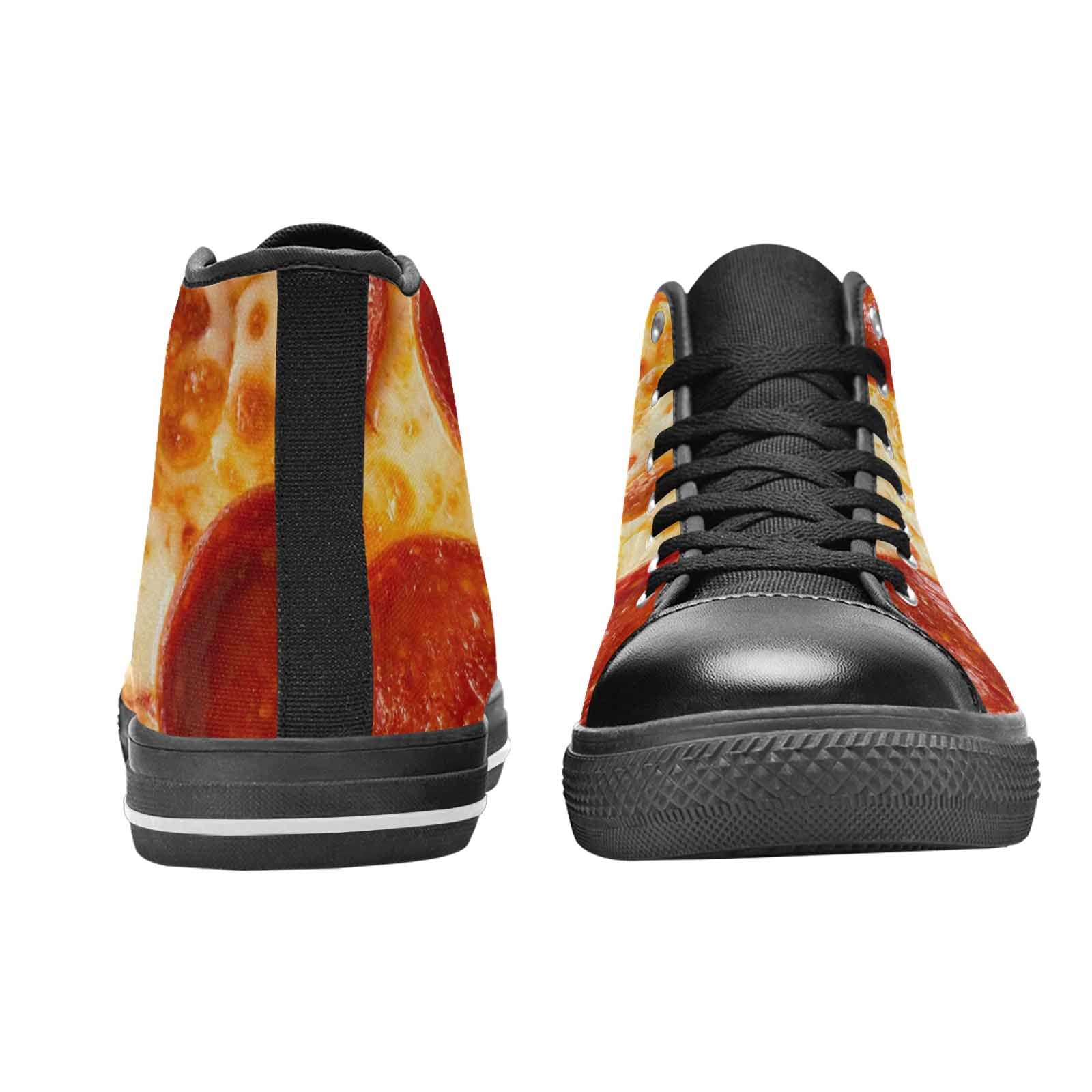 MEN'S Pepperoni Pizza Print High Top Canvas Vibrant Chaos Shoes