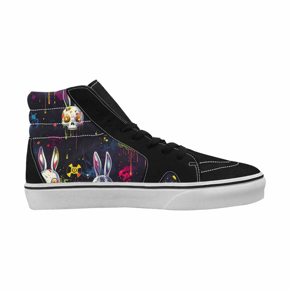 MEN'S Radioactive Ghost Bunny Skull High Top Canvas Dreamcore Custom Shoes