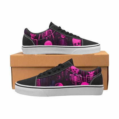 WOMEN'S Skeletons  Neon Pink Lace-Up Canvas Vibrant Chaos Custom Sneakers