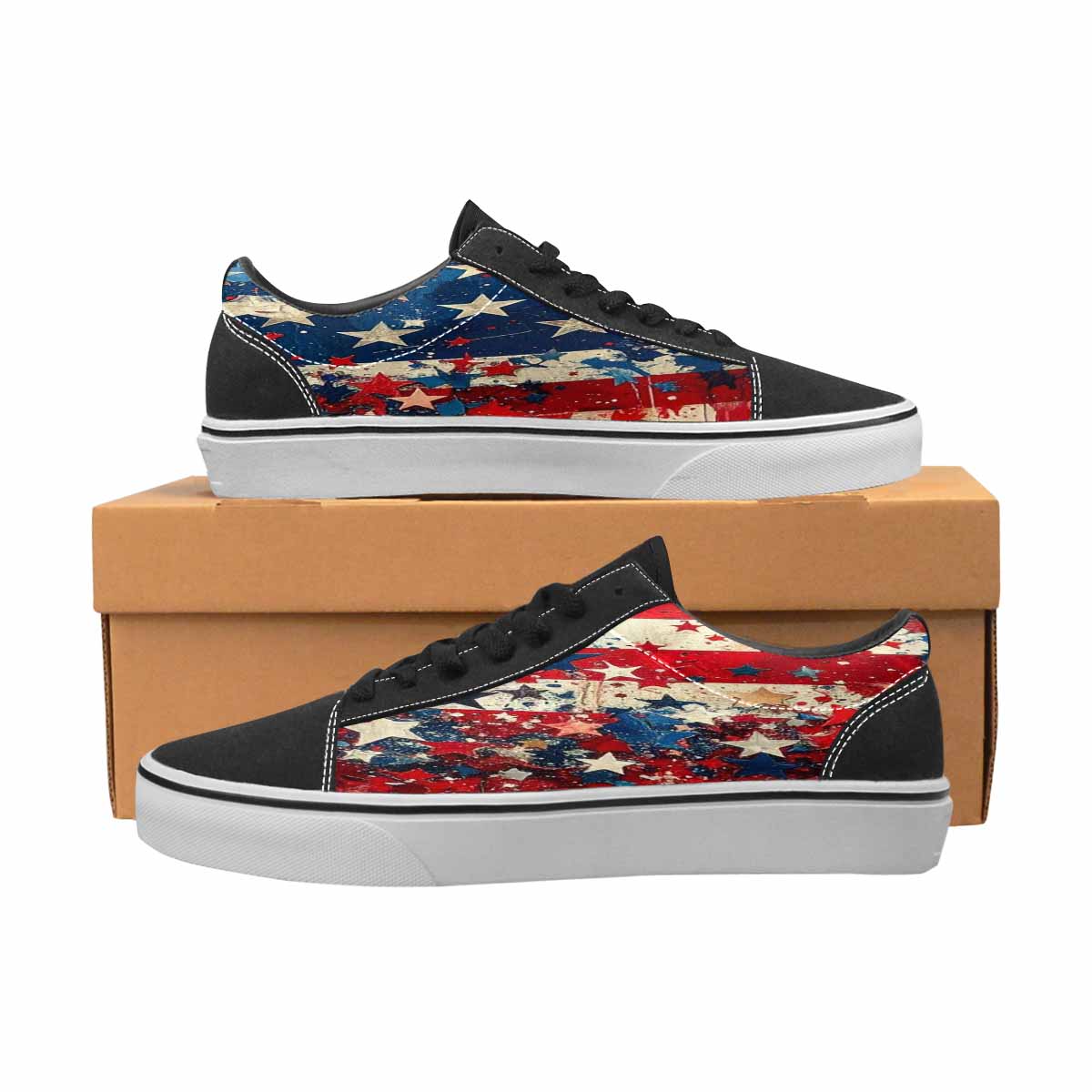 WOMEN'S Patriotic Stars Stripes Lace-Up Canvas Dark Academia Sneakers