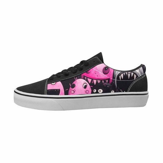 MEN'S Monsters Black & Pink Ink Canvas Custom Fashion Wallpaper Art Custom Printed Shoes