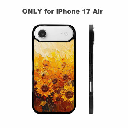 iPhone 17 Air Case — Impressionist Sunflower Brushstroke Pattern Hundreds Floral, Customized Protective Case
