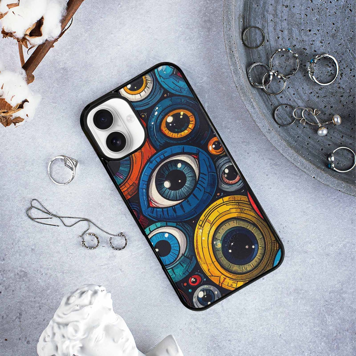 iPhone 16 Plus Case — Cartoon Eyeballs, Custom Art Phone Cover