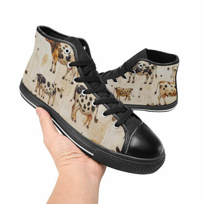 WOMEN'S Cow Animal Print High Top Canvas Cottagecore Custom Sneakers