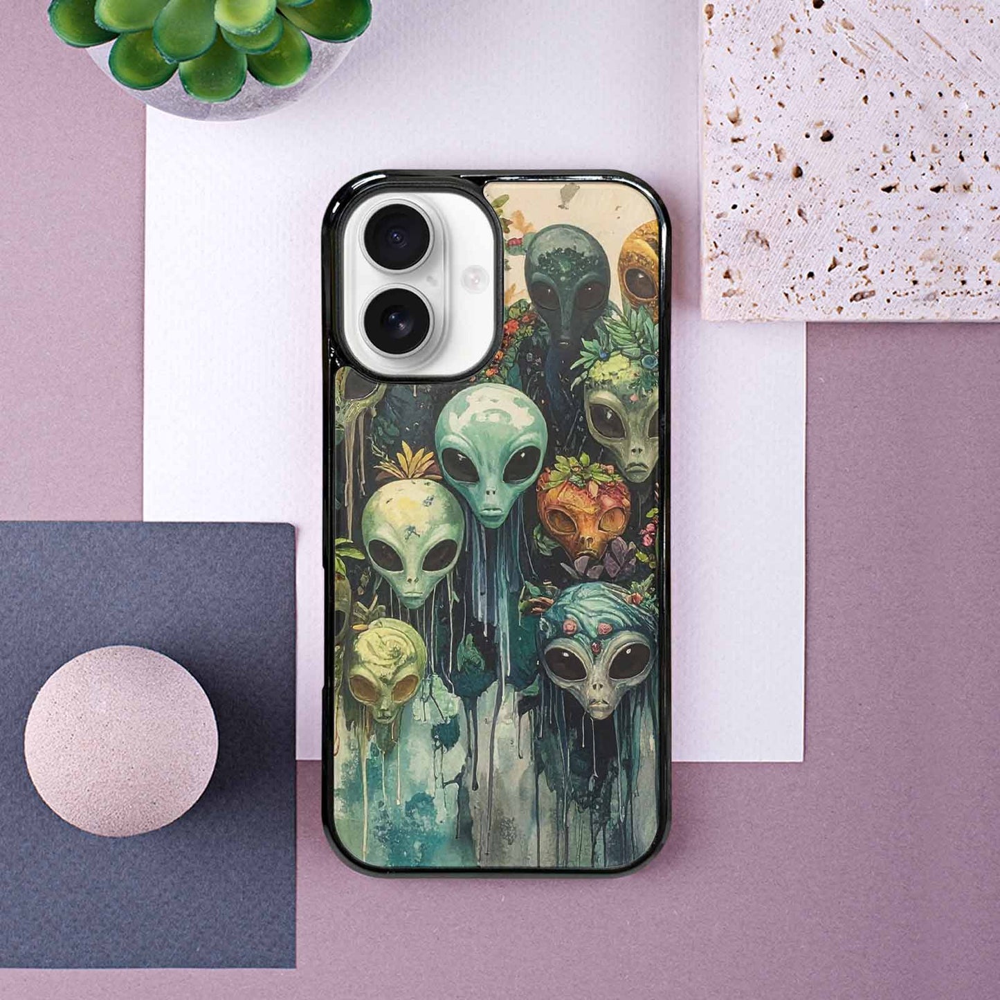 iPhone 16 Case — Aliens Pattern Hundreds Of Sma Fvc, Custom Printed Phone Case