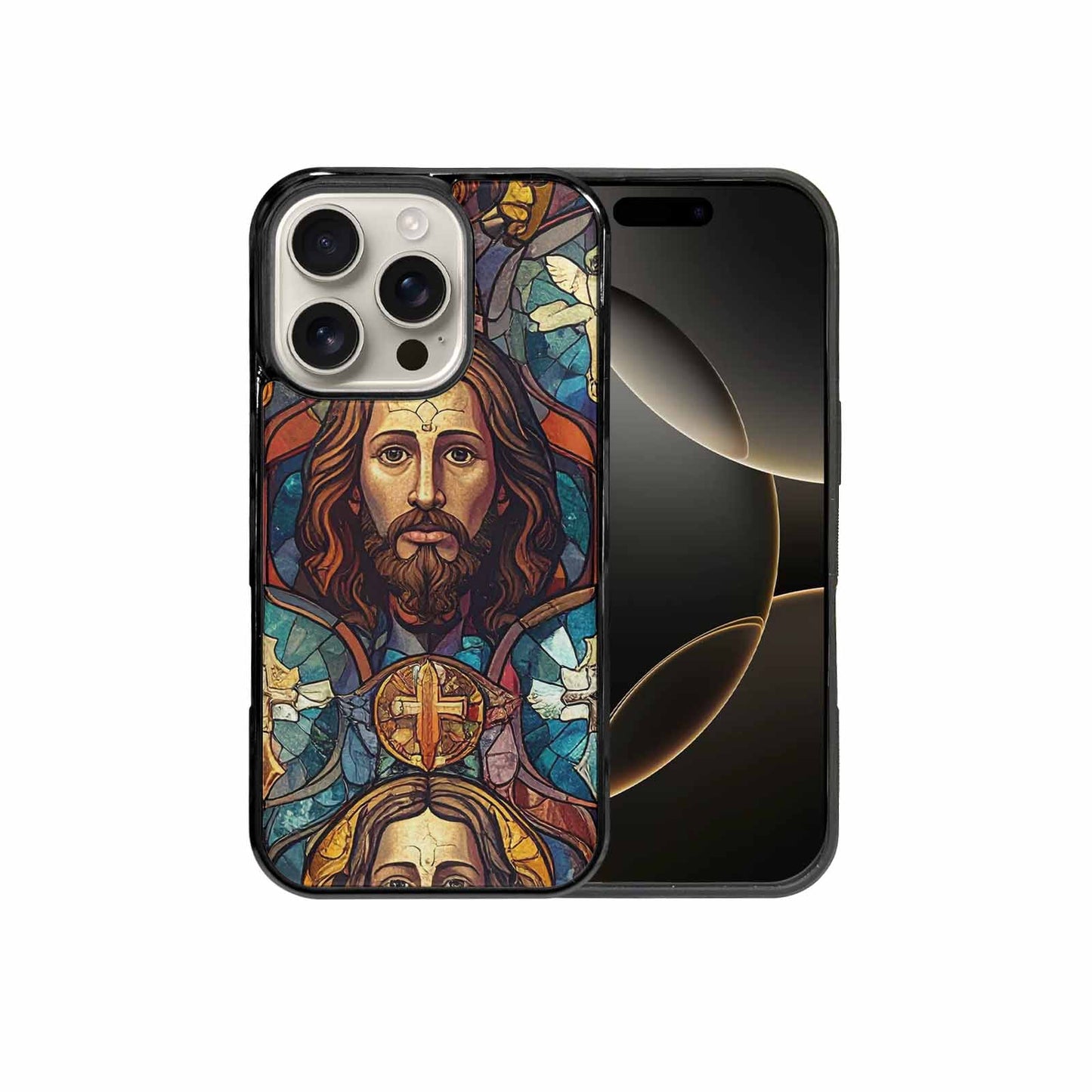 iPhone 16 Pro Case — Jesus Face Small Cross And Faith, Personalized Phone Case
