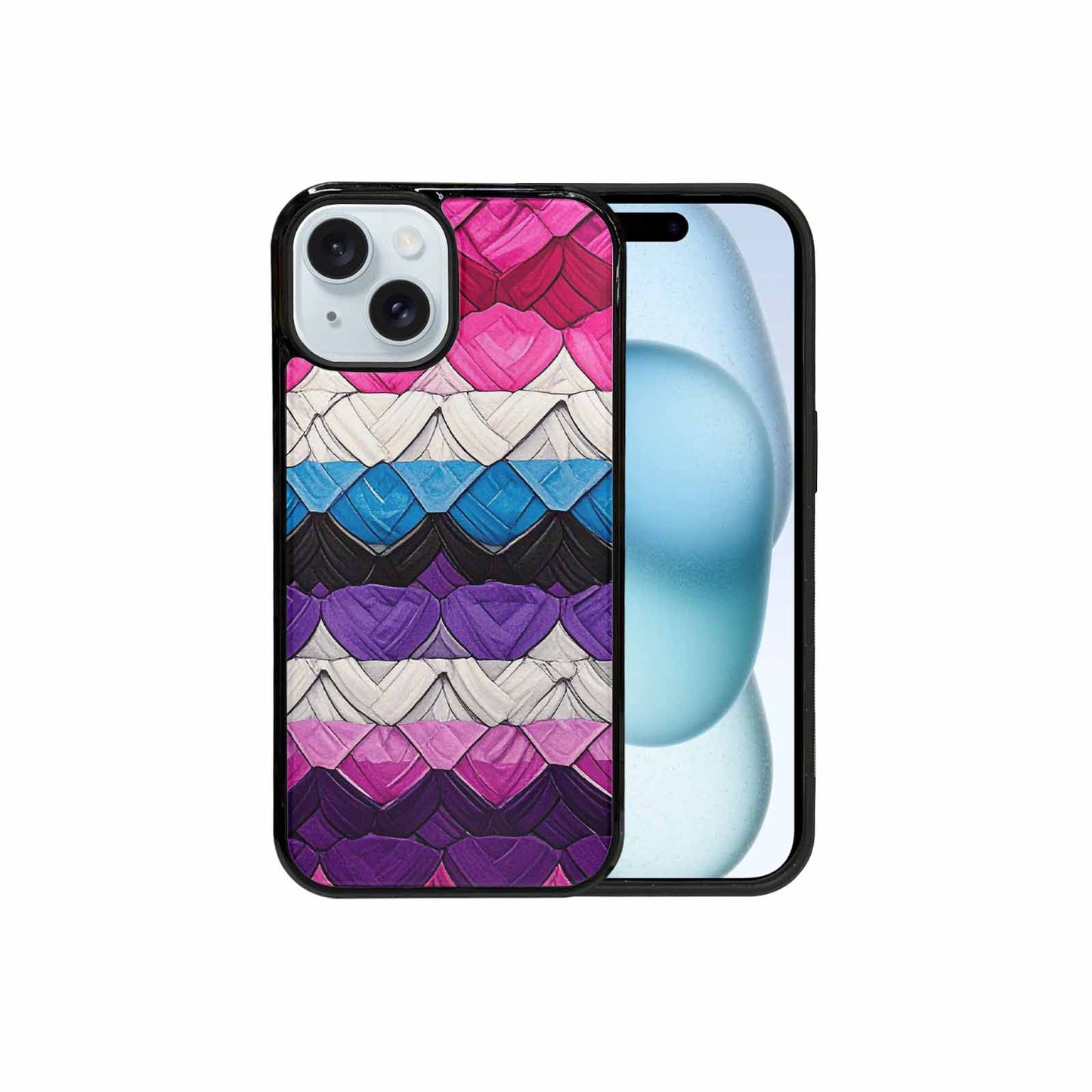 iPhone 15 Case — Genderfluid Flag Color Theme Small Rainbow, Customized Protective Case
