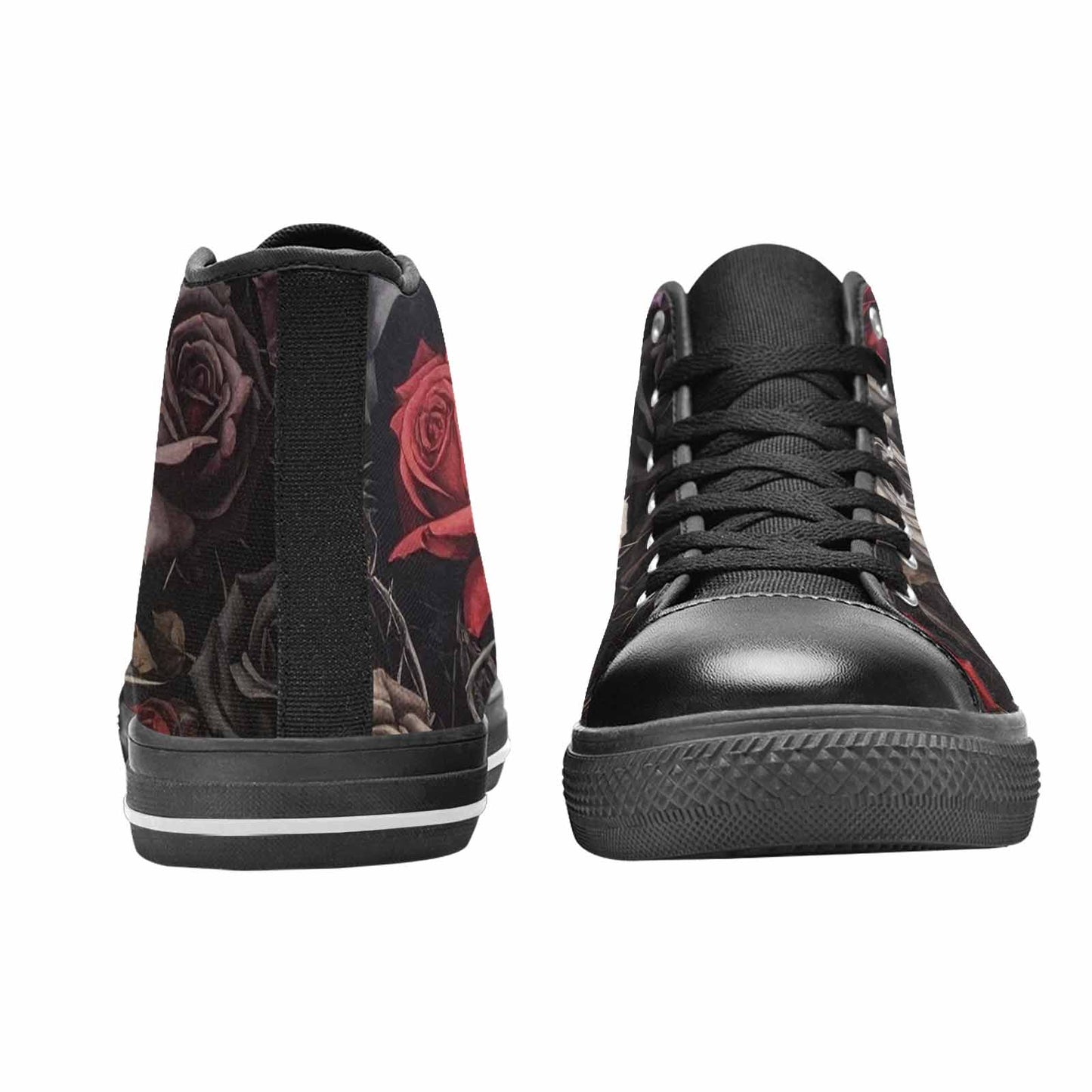 MEN'S Black Gothic Rose High Top Canvas Wallpaper Art Custom Shoes