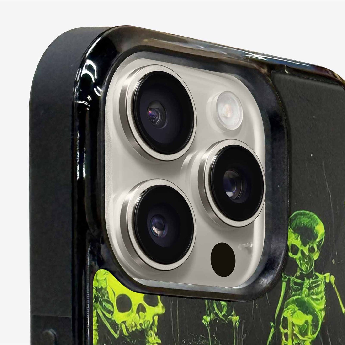 iPhone 16 Pro Max Case — Skeletons Neon Green Glow Skeletons Pattern, Original Design Phone Case
