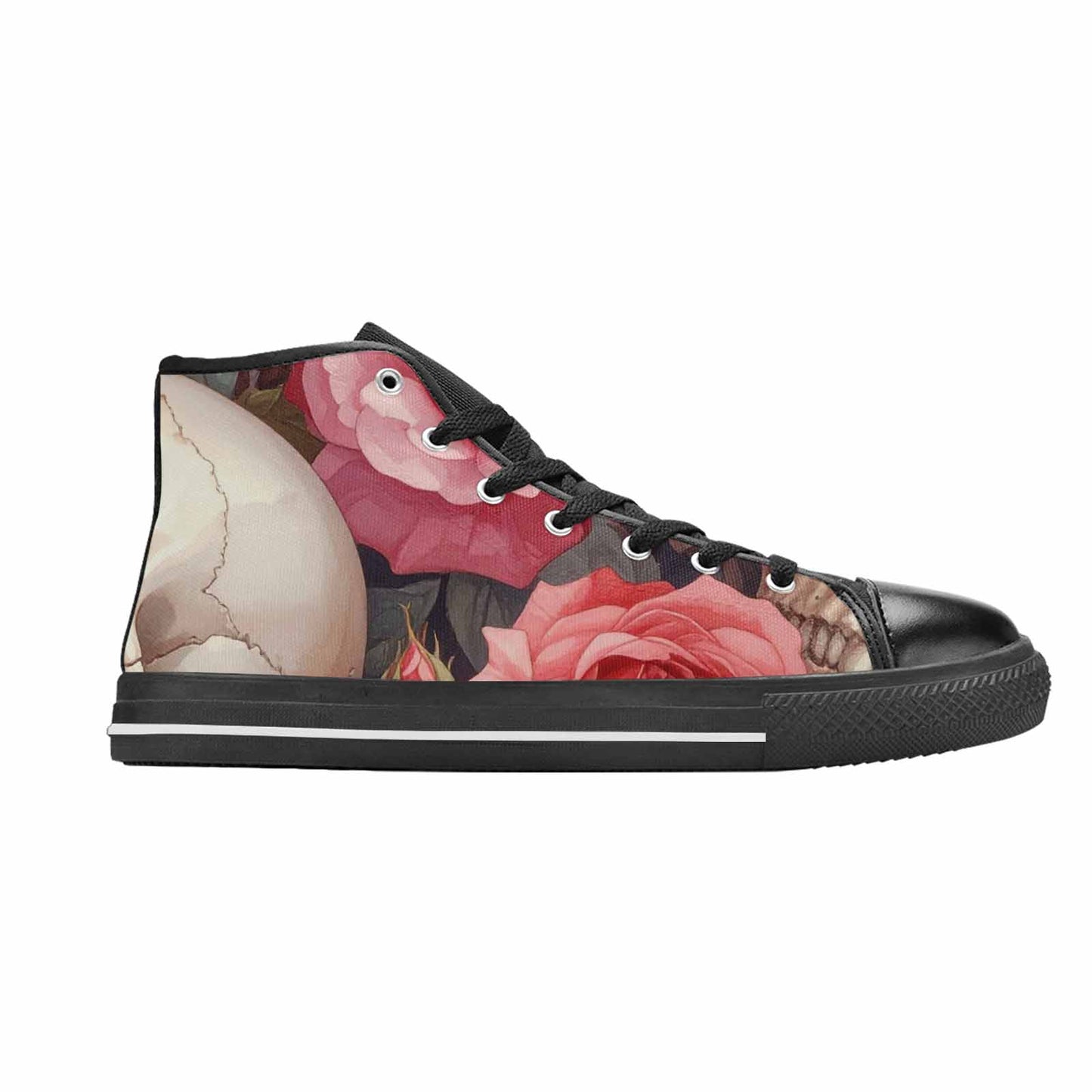MEN'S Skulls Roses Soft Airbrush High Top Canvas Neon Fantasy Sneakers