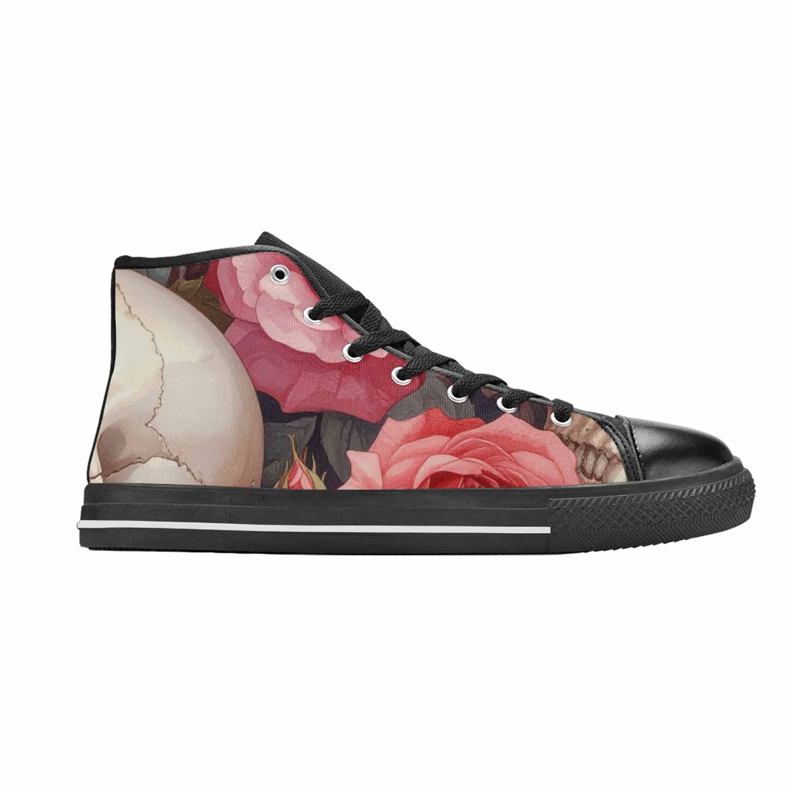 MEN'S Skulls Roses Soft Airbrush High Top Canvas Neon Fantasy Sneakers