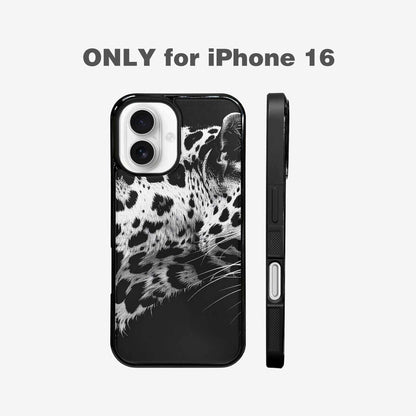 iPhone 16 Case — Leopard Print Black And White Style, Custom Print Case Cover