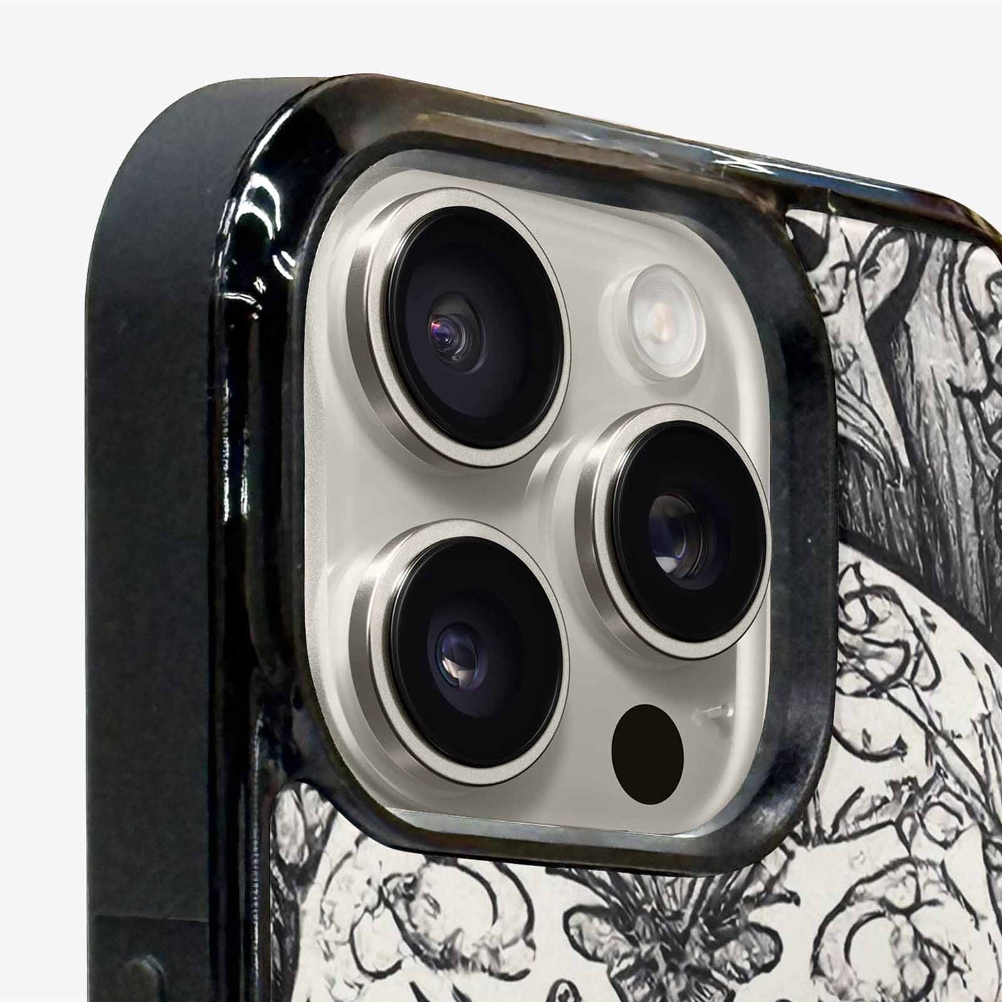 iPhone 15 Pro Max Case — Intricately Detailed Sugar Skulls In Black, Personalized Phone Case