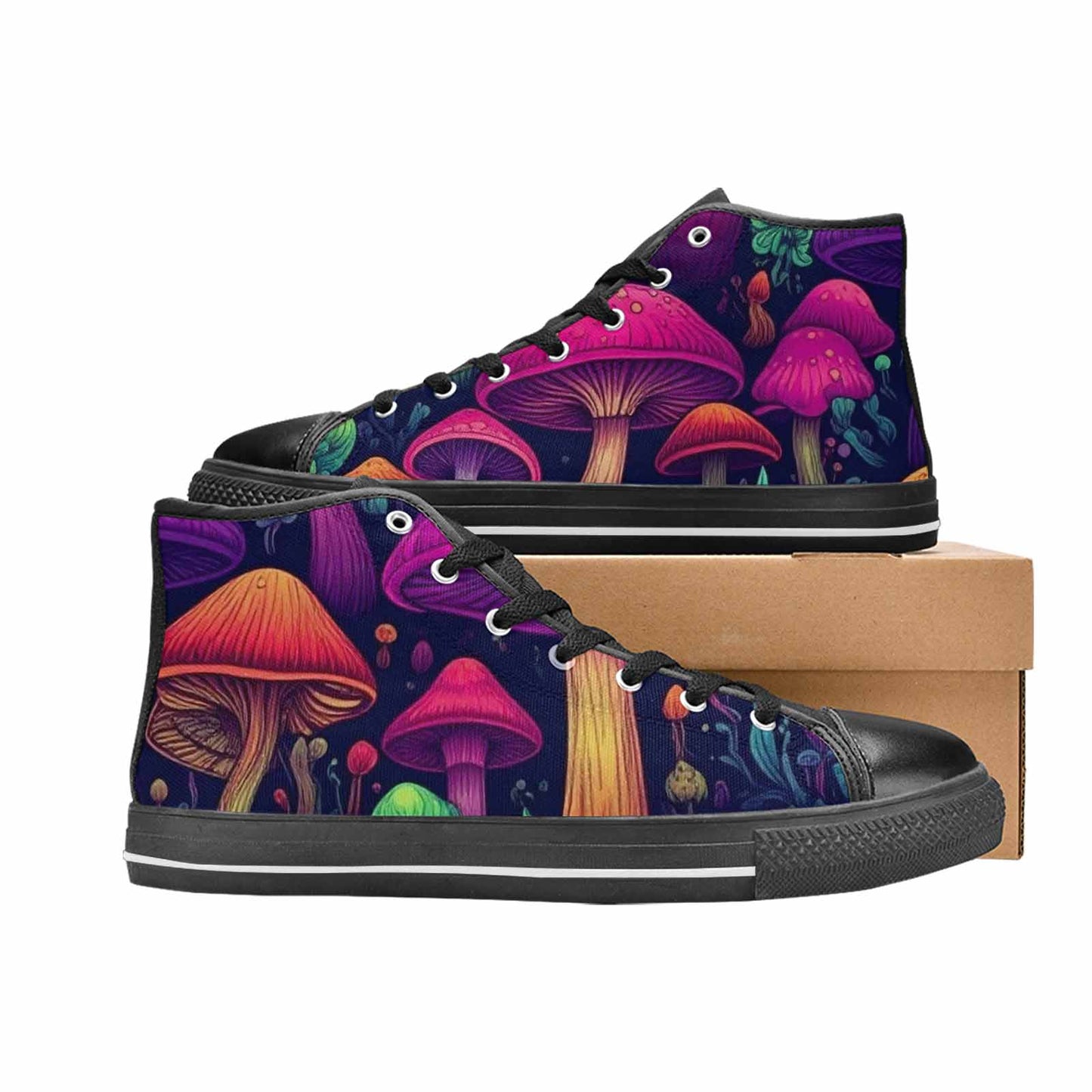 WOMEN'S Psychedelic Mushroom High Top Canvas Dreamcore Custom Shoes
