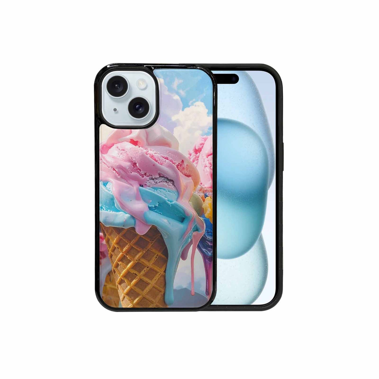 iPhone 15 Case — Collage Of Overlapping Waffle Cone Icecream, Custom Print Case Cover