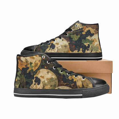 WOMEN'S Military Camo Skull High Top Canvas Wallpaper Art Shoes