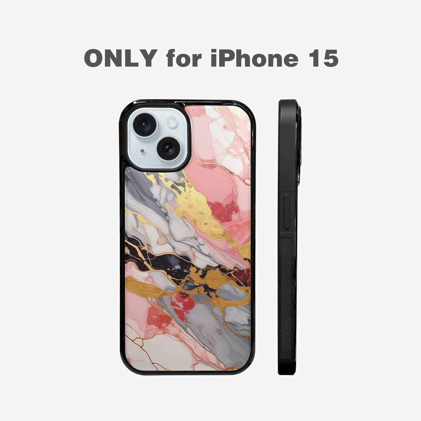 iPhone 15 Case — Marble Vein Marble Veins Pattern Hundreds, Customized Protective Case