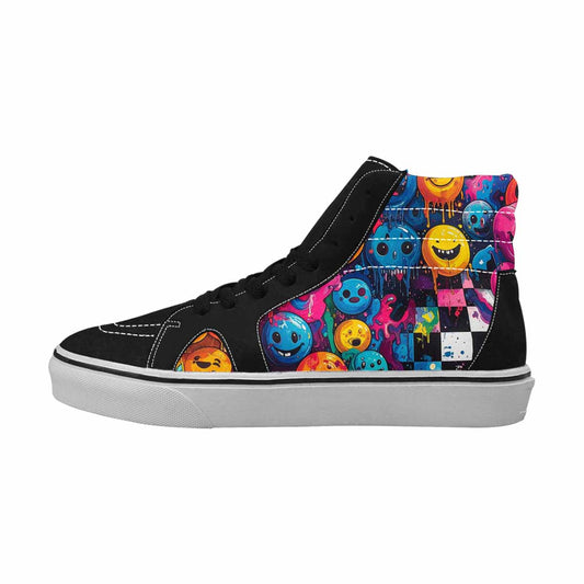 MEN'S Yellow Smiley Face High Top Canvas Surreal Custom Shoes