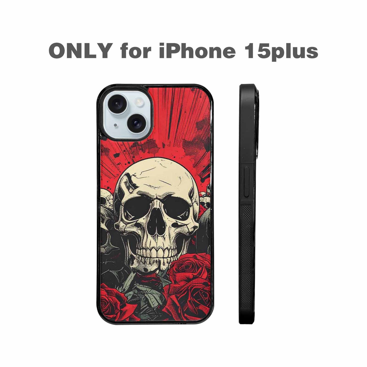 iPhone 15 Plus Case — Skull Dark Art Gothic Print, Customized Protective Case