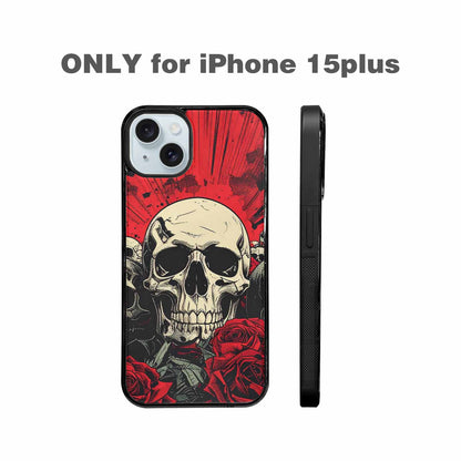 iPhone 15 Plus Case — Skull Dark Art Gothic Print, Customized Protective Case