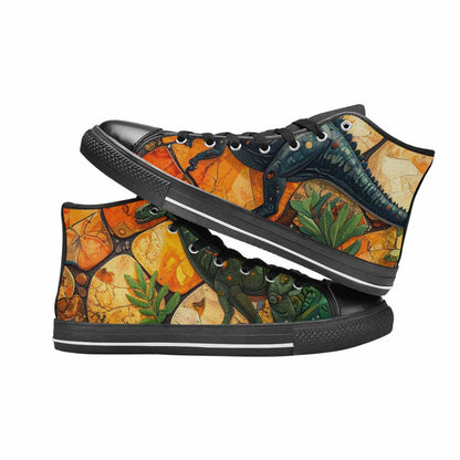 WOMEN'S Dinosaur Silhouette High Top Canvas Grunge Sneakers