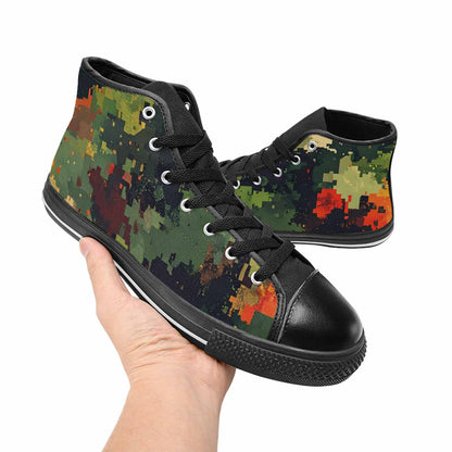 MEN'S Military Camouflage Blotch High Top Canvas Wallpaper Art Custom Sneakers