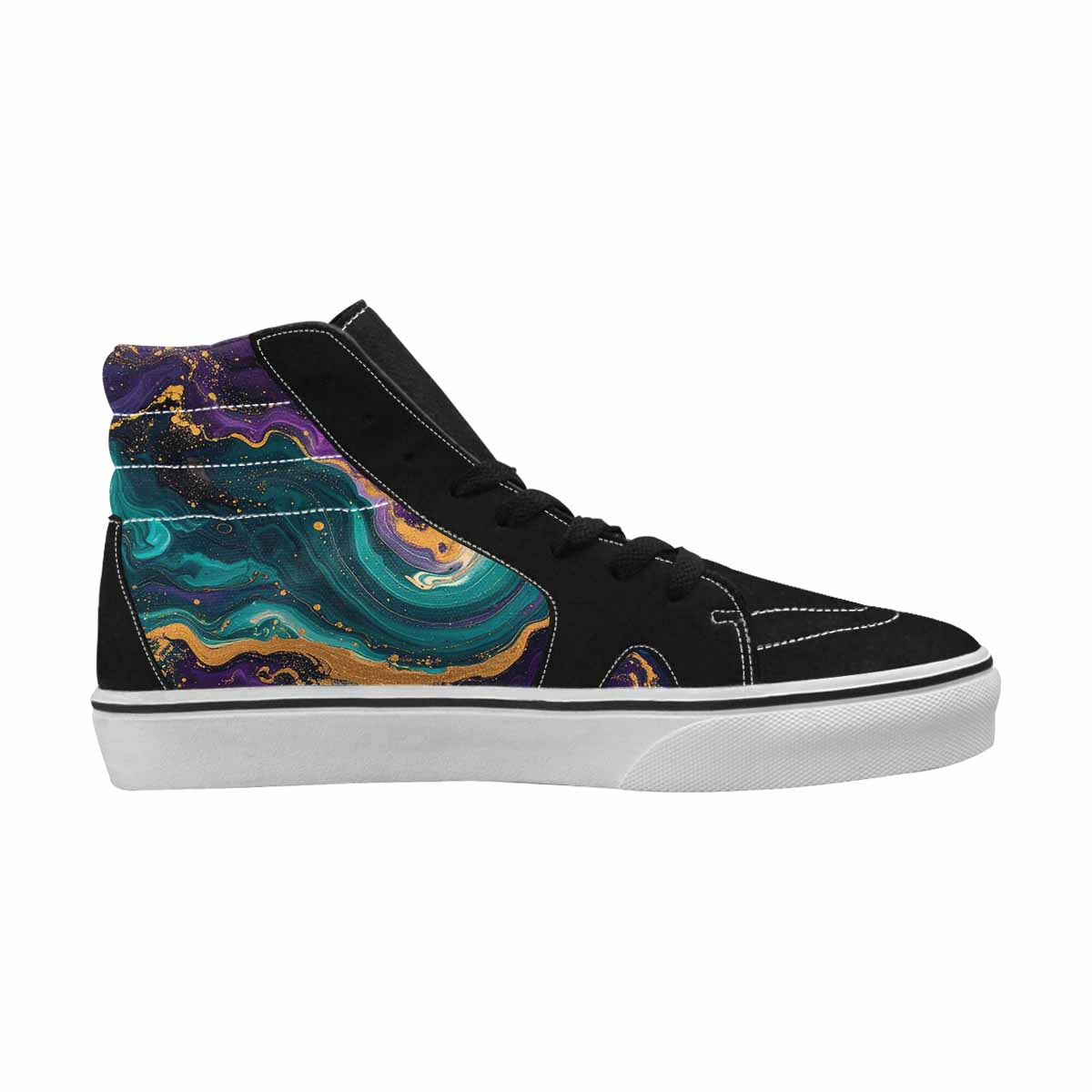 MEN'S Marble Galaxy Swirl High Top Canvas Vibrant Chaos Custom Sneakers