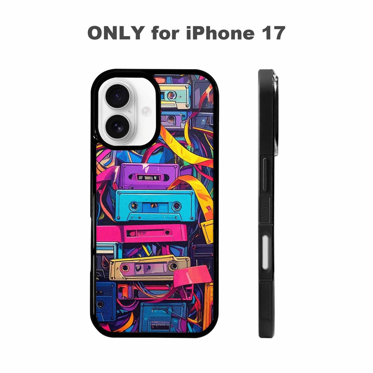 iPhone 17 Case — Retro Cassette Tape Pattern Retro Vintage, Custom Print Case Cover