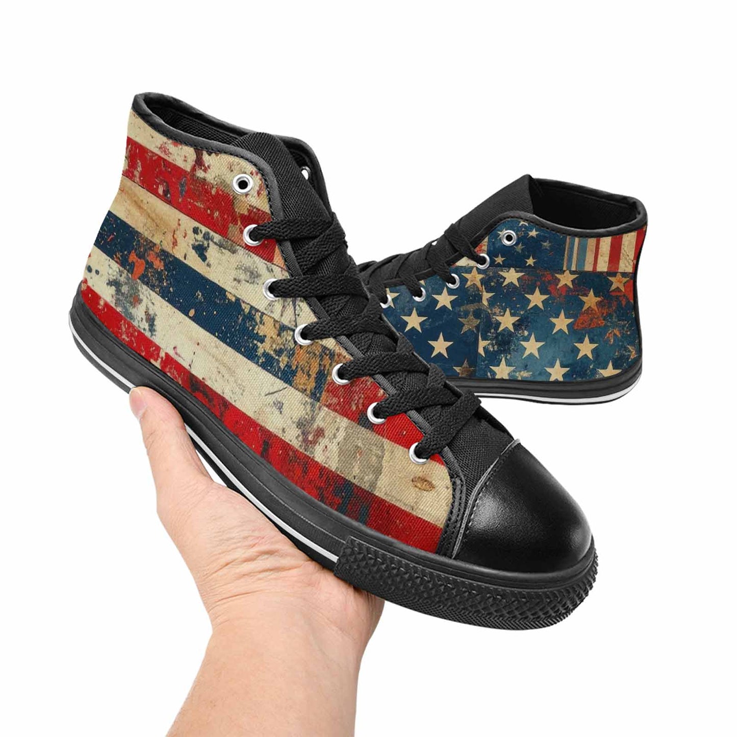 MEN'S American Flag Stars High Top Canvas Aesthetic Custom Shoes