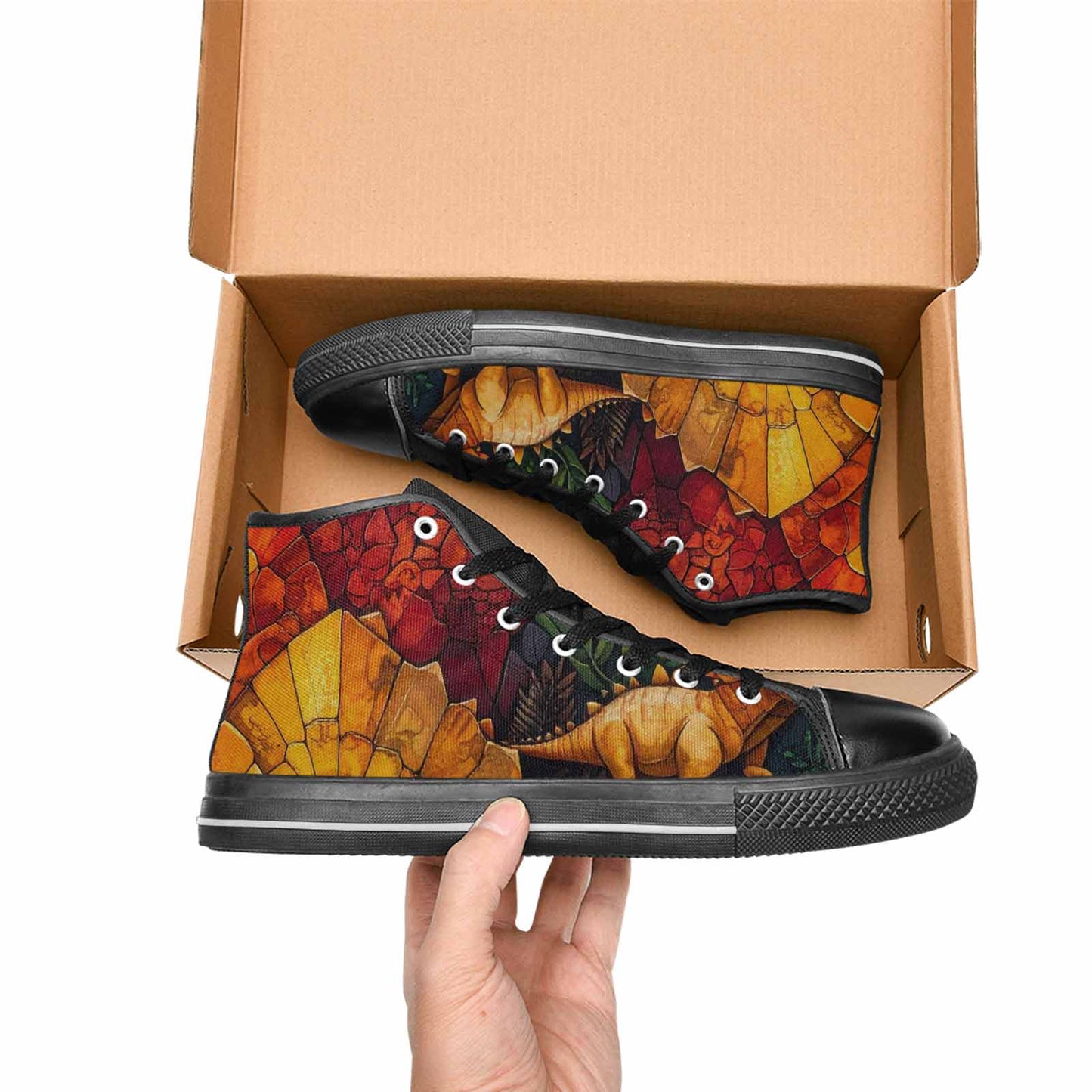WOMEN'S Dinosaur Silhouette High Top Canvas Y2K Sneakers