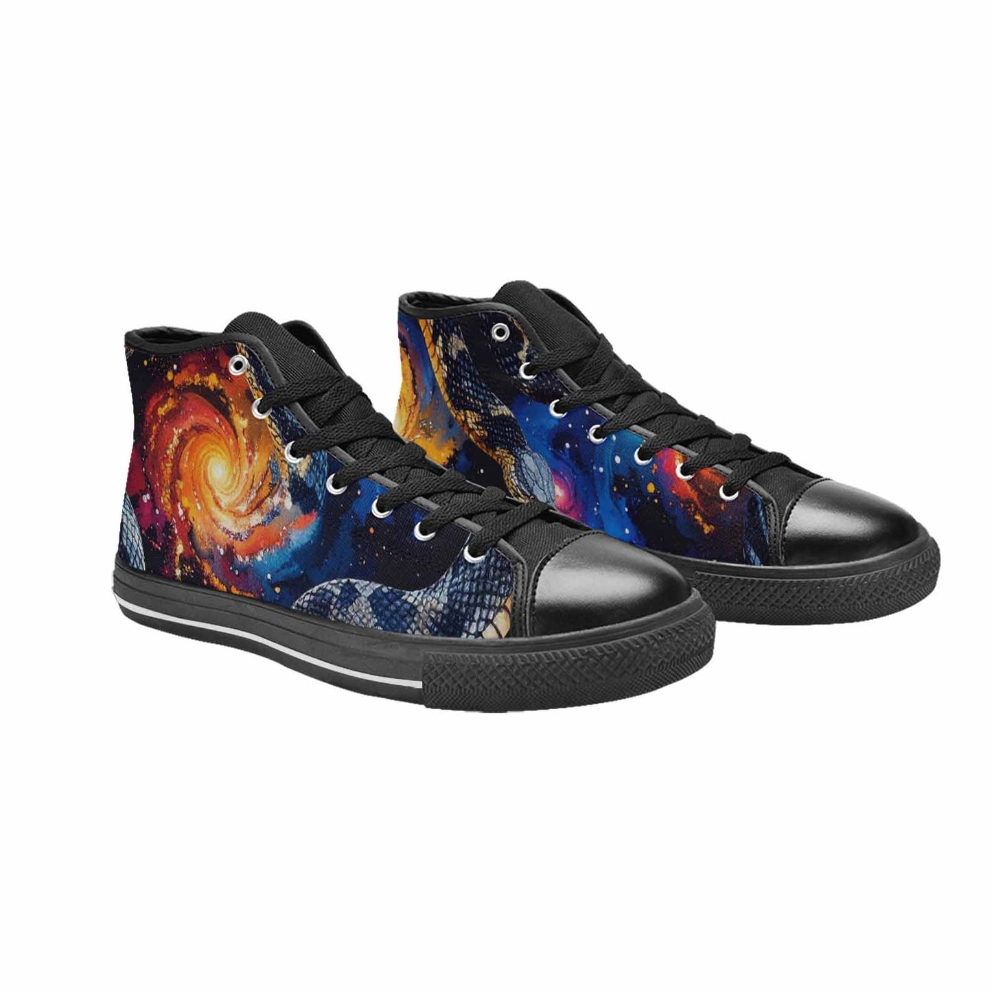 WOMEN'S Galaxy Snake Print High Top Canvas Dreamcore Custom Sneakers