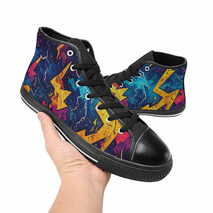WOMEN'S Lightning Bolt High Top Canvas Vibrant Chaos Shoes