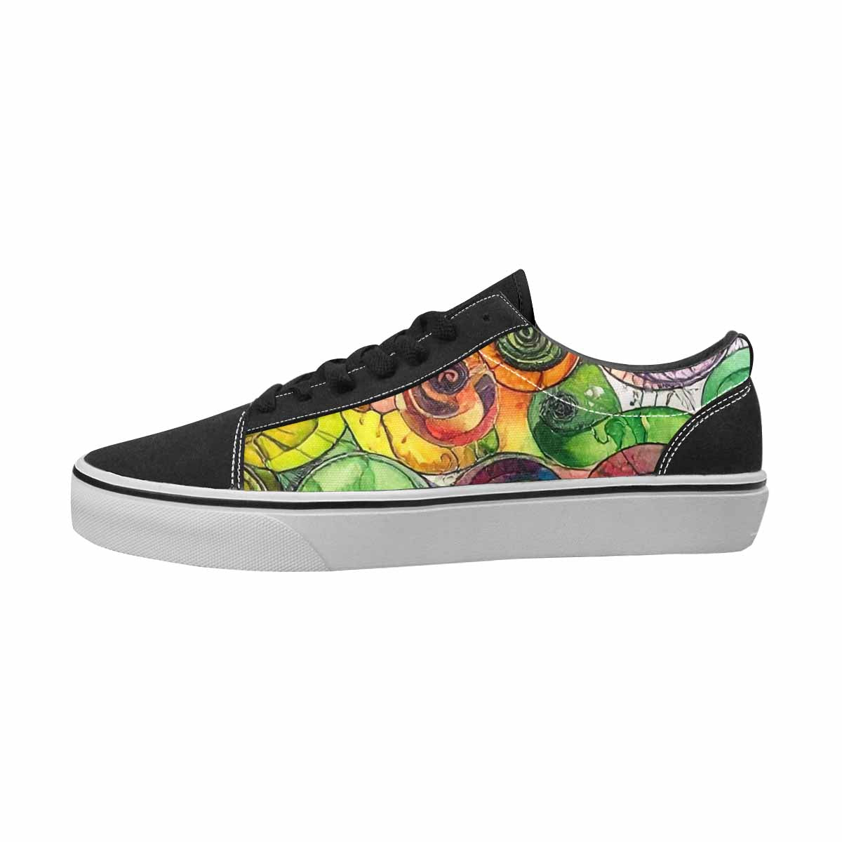 WOMEN'S Tie Dye Black & Green Ink Canvas Statement Vibrant Chaos Custom Print Sneakers