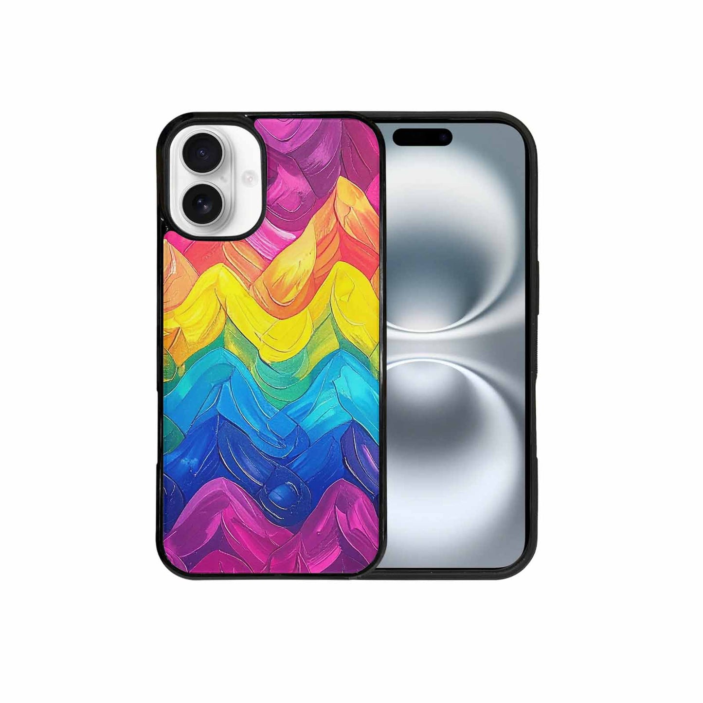 iPhone 16 Plus Case — Pansexual Flag Color Theme Small Rainbow, Custom Phone Case