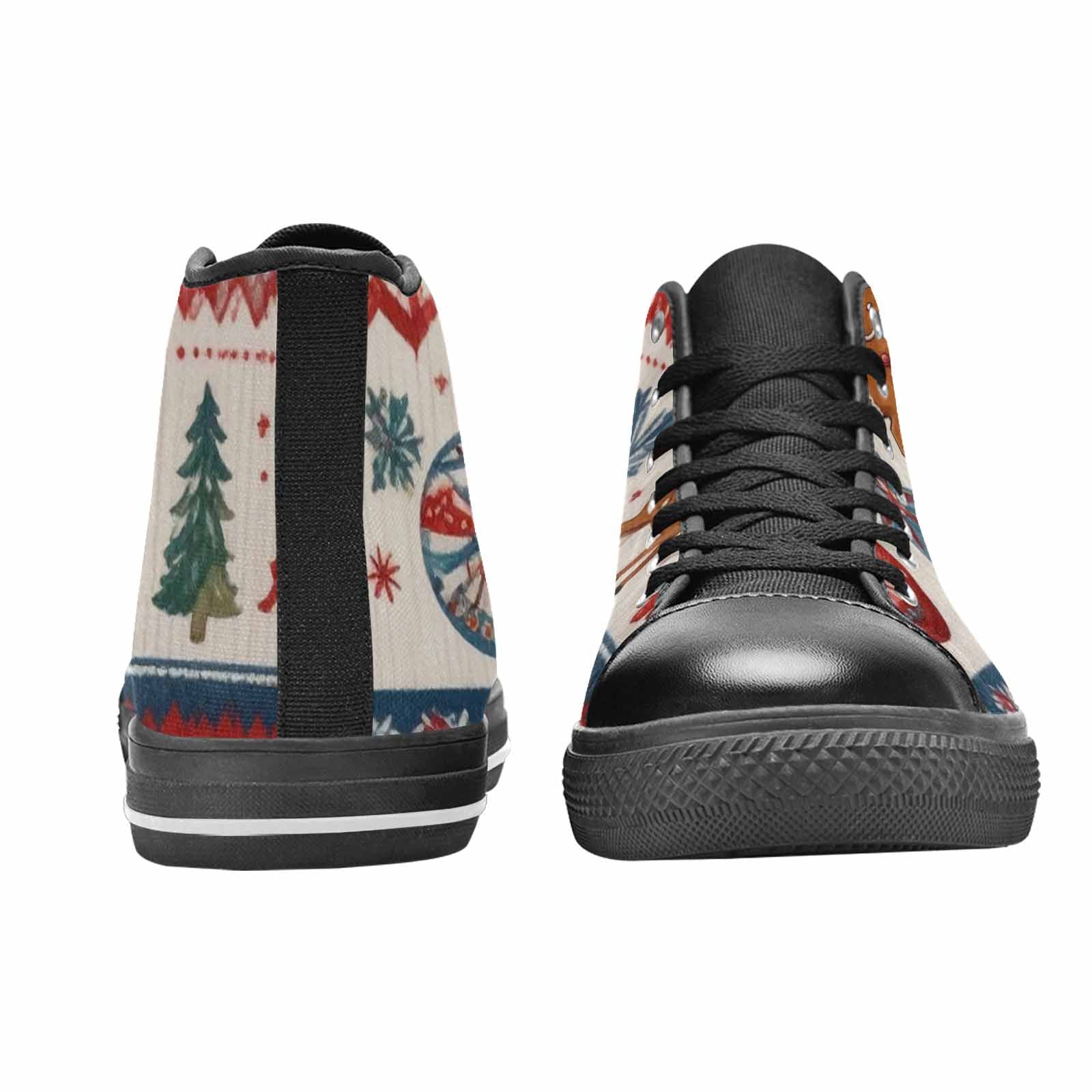 MEN'S Christmas Holly Snowflake High Top Canvas Grunge Custom Sneakers