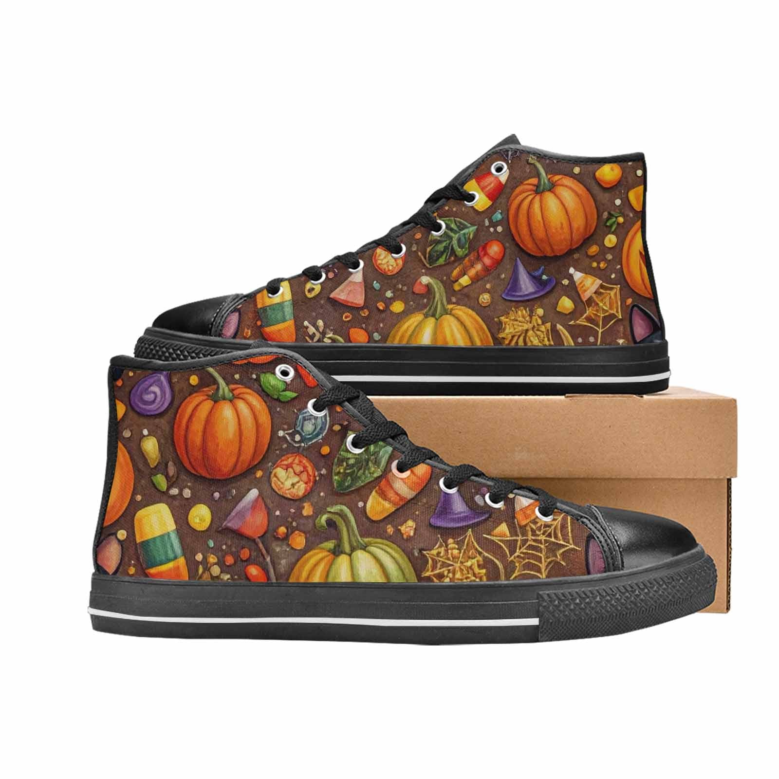 MEN'S Halloween High Top Canvas Vibrant Chaos Custom Sneakers
