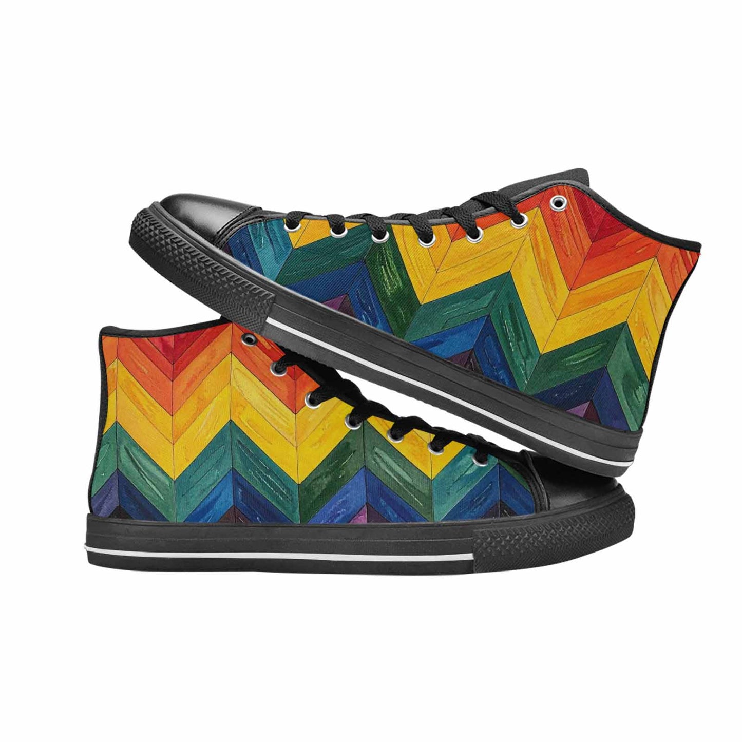 MEN'S Progress Pride Flag High Top Canvas Vibrant Chaos Shoes