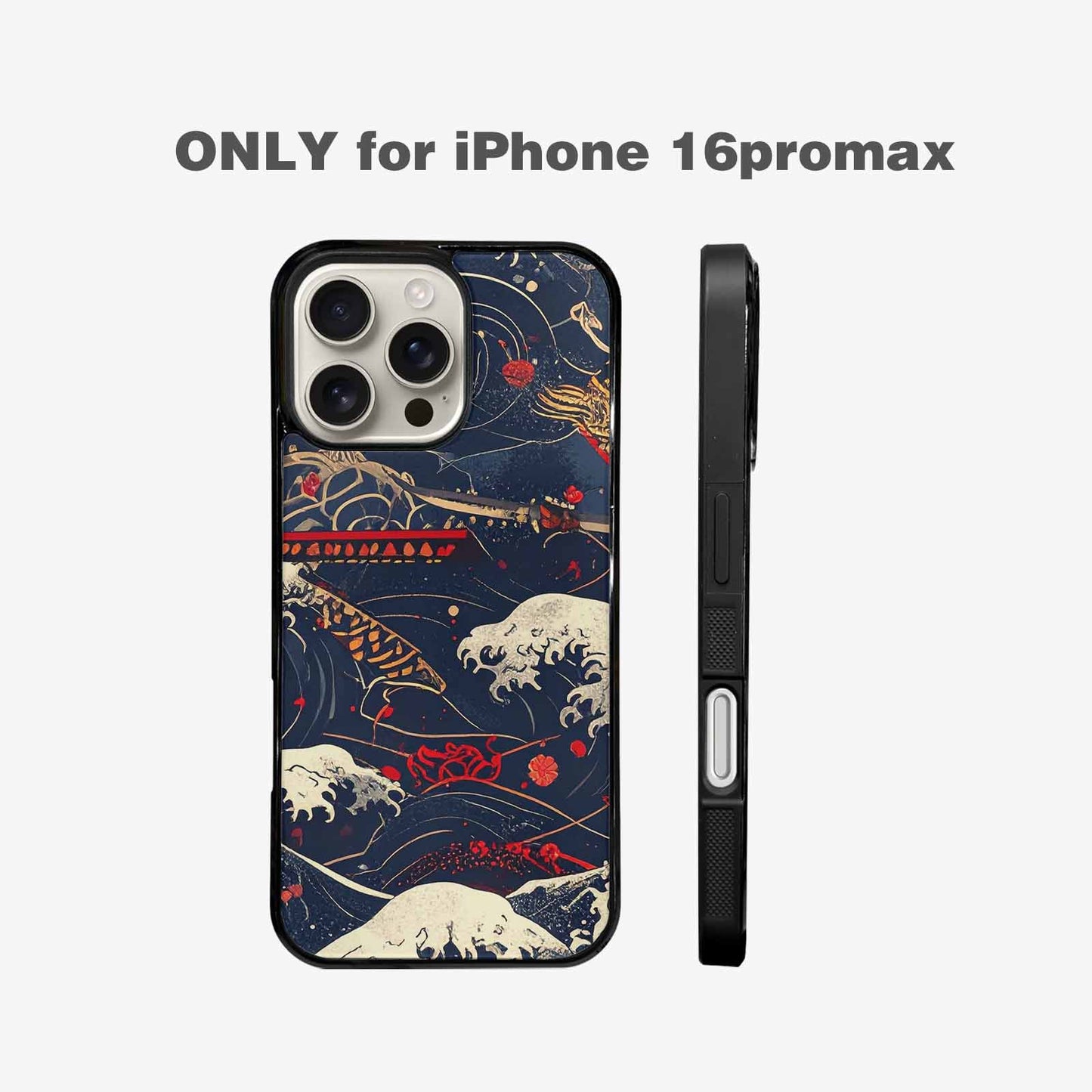iPhone 16 Pro Max Case — Samurai Art Repeat Pattern, Custom Designed Case Cover