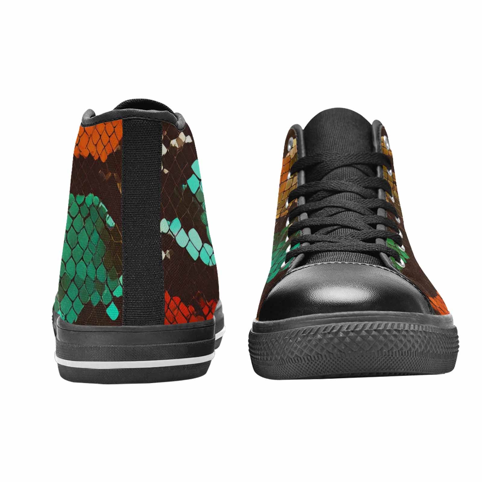 MEN'S Dark Snake Print High Top Canvas Vivid Sneakers