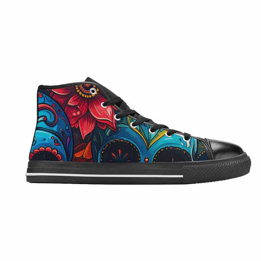 WOMEN'S Graffiti Skull High Top Canvas Wallpaper Art Shoes