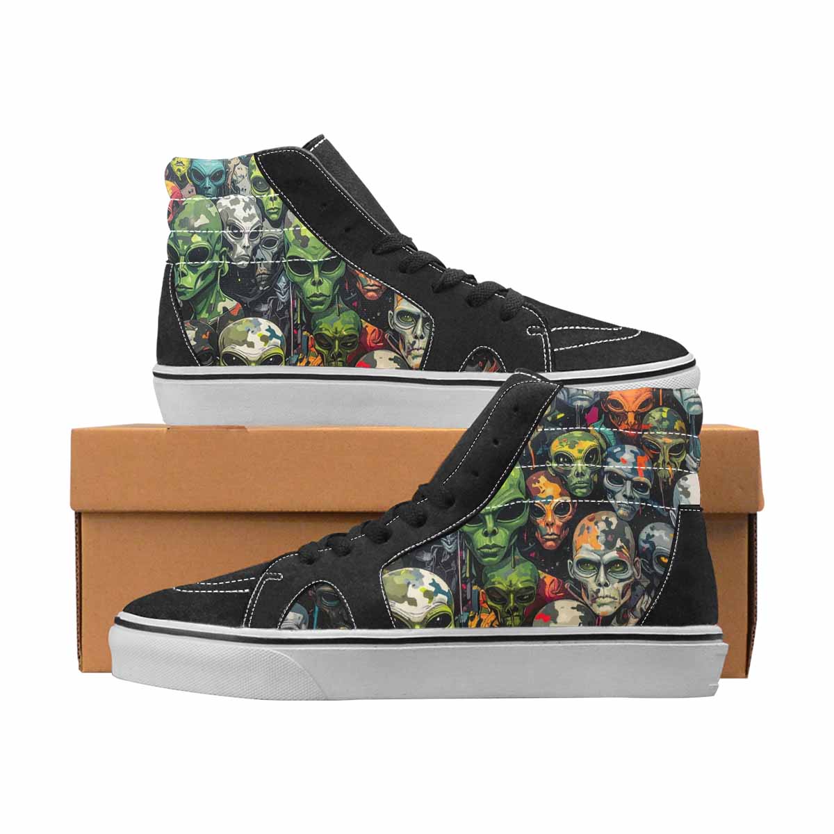 WOMEN'S Camo High Top Canvas Custom Design Wallpaper Art Custom Art Shoes