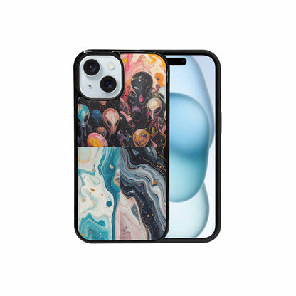 iPhone 15 Case — Aliens Marblealiens Pattern Dms, Custom Art Phone Cover