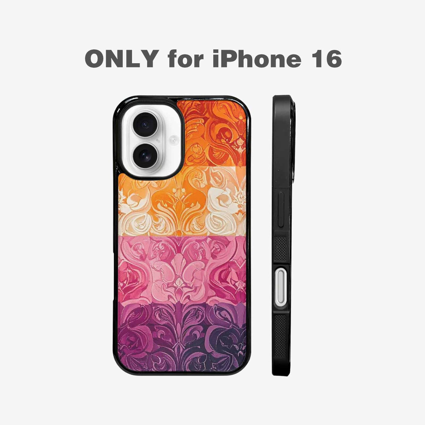 iPhone 16 Case — Lesbian Flag Color Theme Small Rainbow, Custom Designed Case Cover