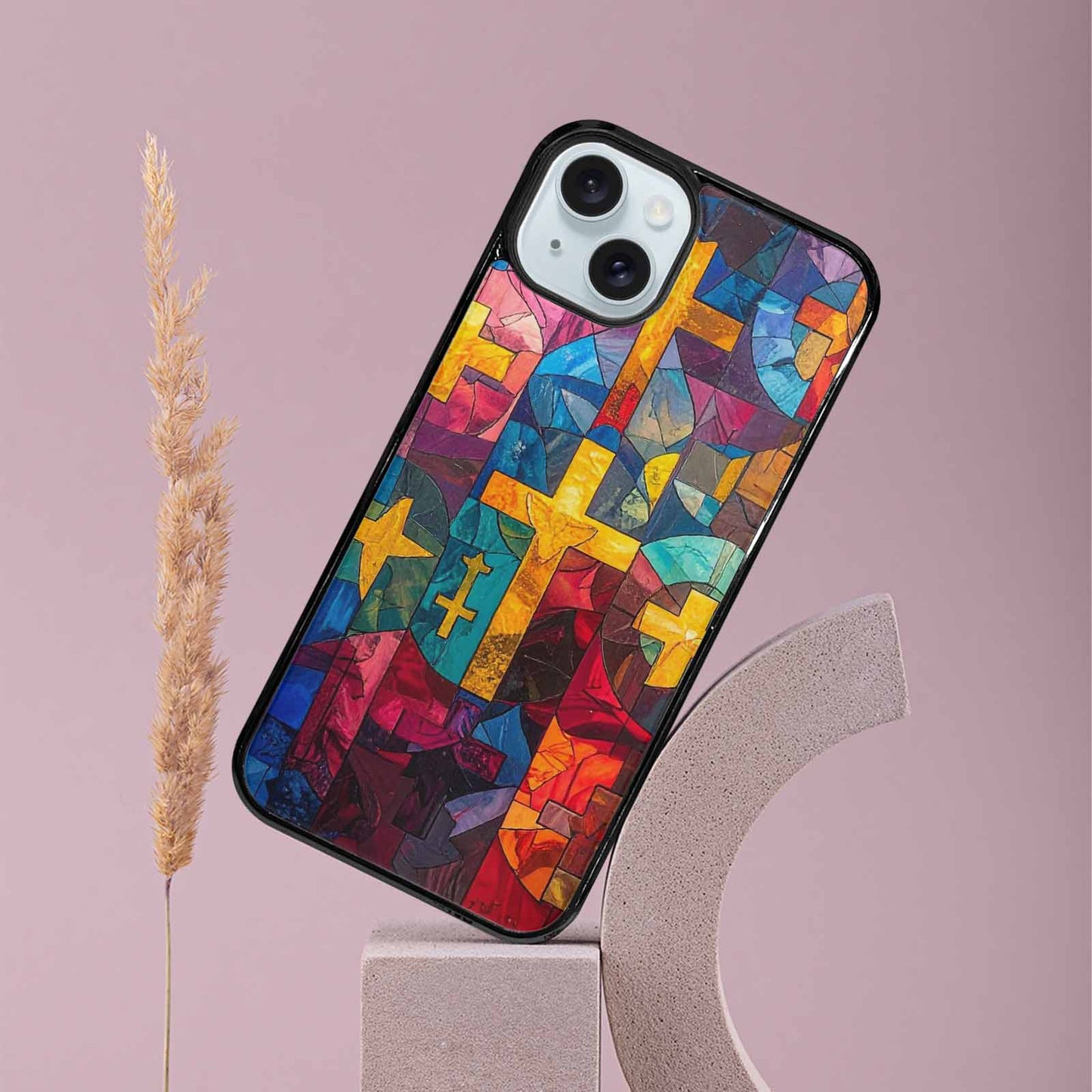 iPhone 15 Plus Case — Faith Cross And Faith Icons Pattern, Custom Designed Case Cover
