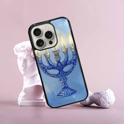 iPhone 16 Pro Case — Hanukkah Menorah Pattern Seamless Repeat Jewish, Unique Phone Case Design