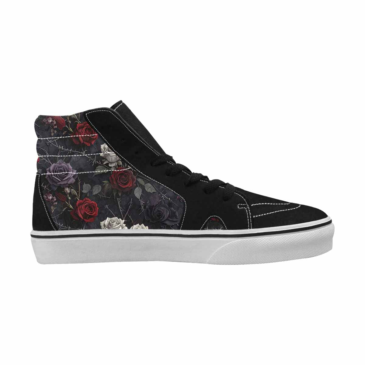WOMEN'S Black Gothic Rose High Top Canvas Dreamcore Shoes